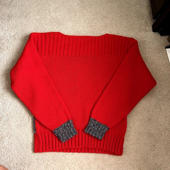 Guo For You Vintage 90s Grandpa style Blend Wool Red Sweater Size S - Picture 4 of 10